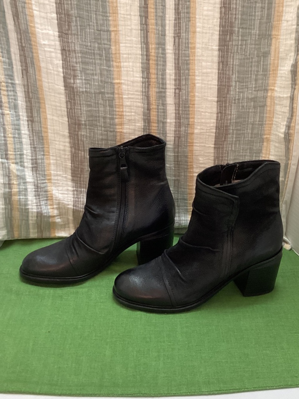 Miz Mooz Jordy heeled black leather boots boho indie soft grunge block heel 37